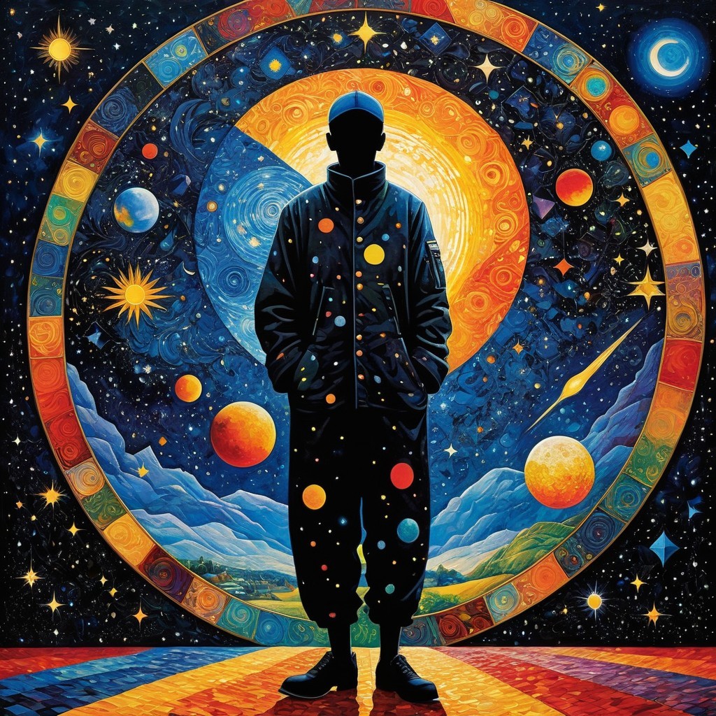 Cosmic Silhouette Against Vibrant Galaxy Background