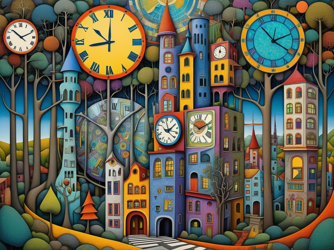 Whimsical Cityscape with Colorful Abstract Buildings