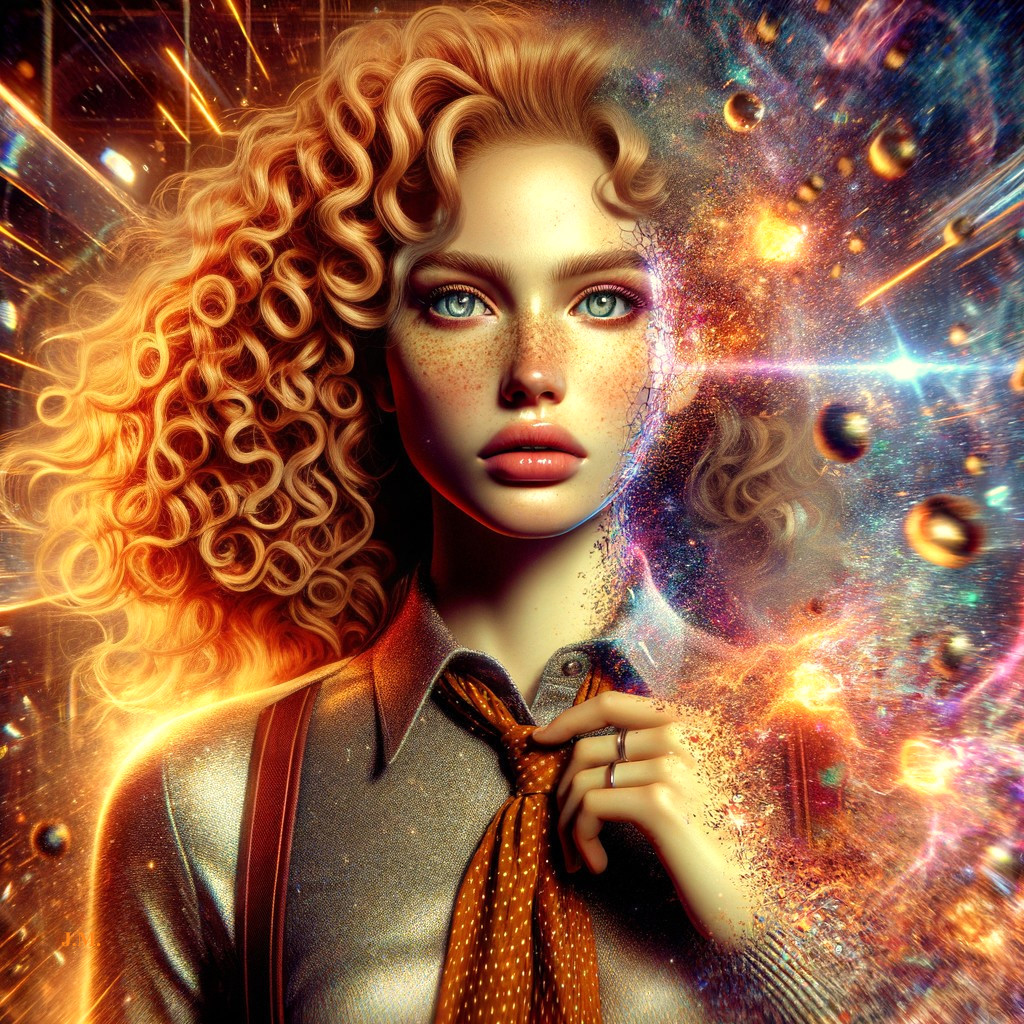 Portrait of a Young Woman with Cosmic Background