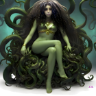 Enigmatic Figure on Throne in Underwater Setting