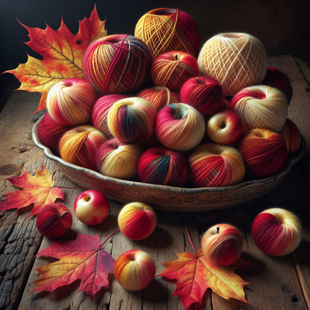 Rustic Bowl with Colorful Yarn and Autumn Decor