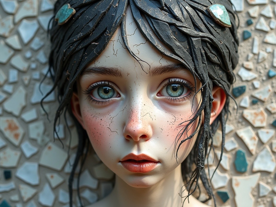 Close-Up Portrait of a Young Girl with Large Eyes