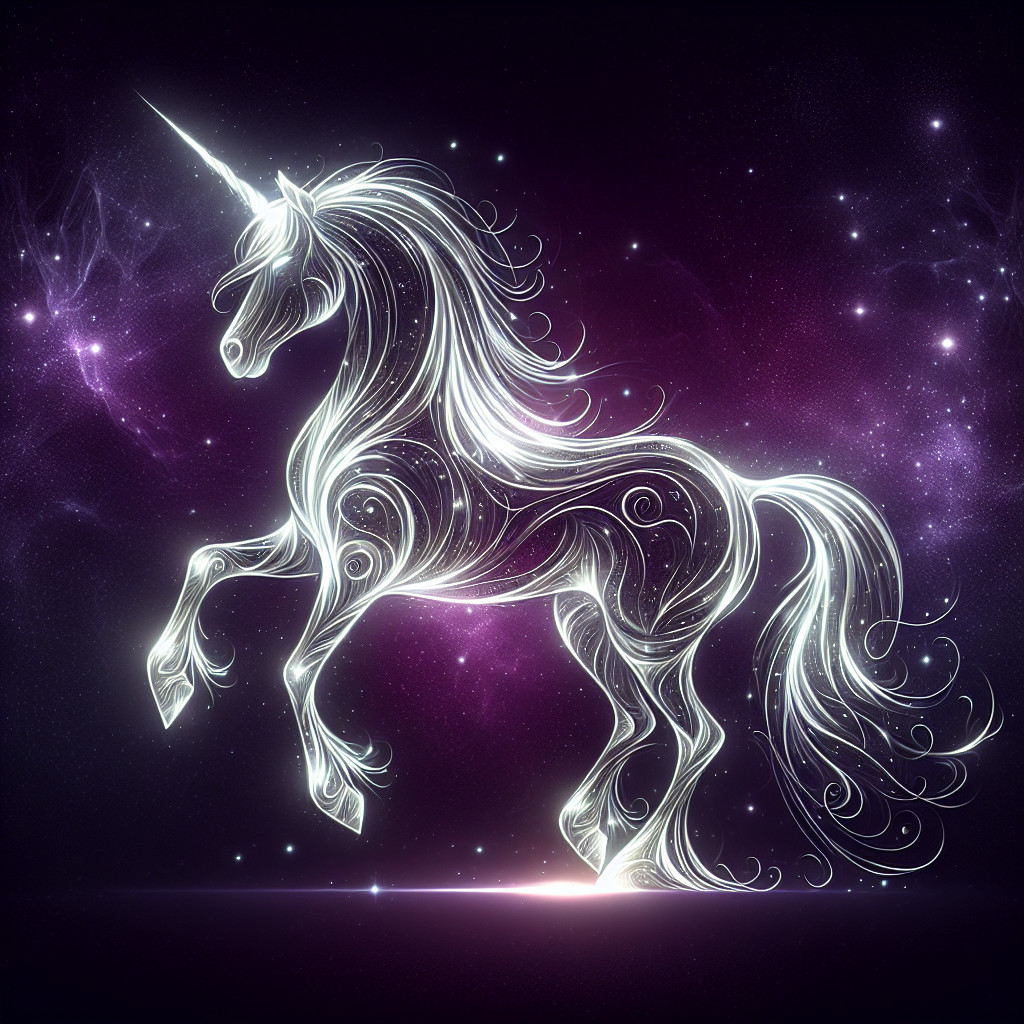 Majestic Unicorn Against Cosmic Ethereal Backdrop