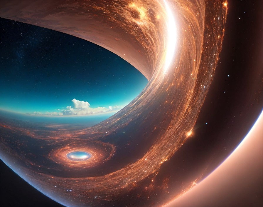 Wormhole Bending Space-Time with Celestial Background