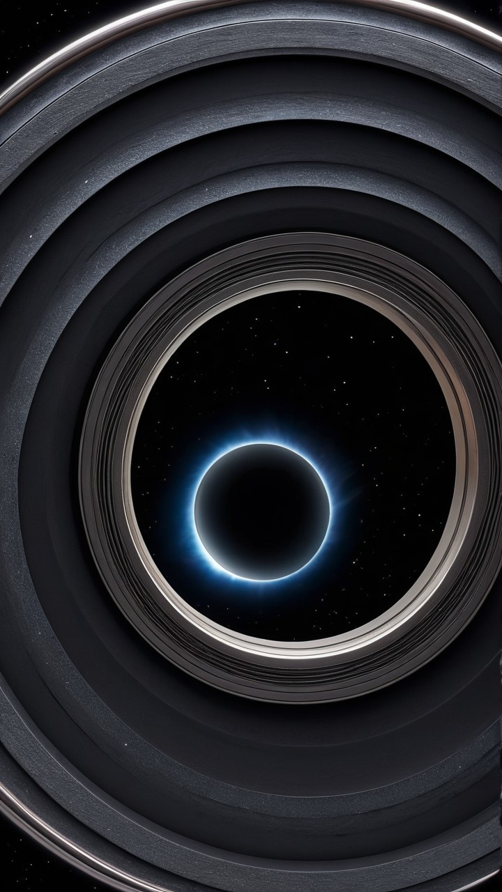 Cosmic Scene of Dark Celestial Body and Ethereal Rings
