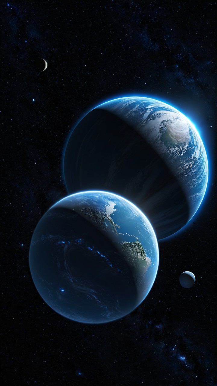 Depiction of Two Planets in Cosmic Setting