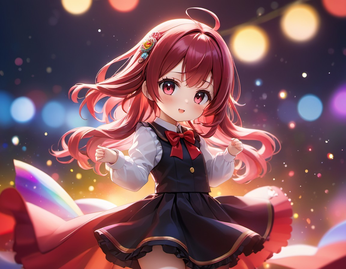 Anime girl with reddish hair and glowing backdrop