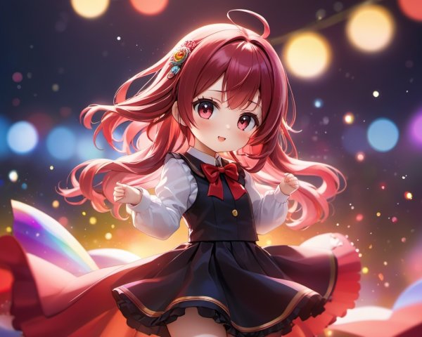 Anime girl with reddish hair and glowing backdrop