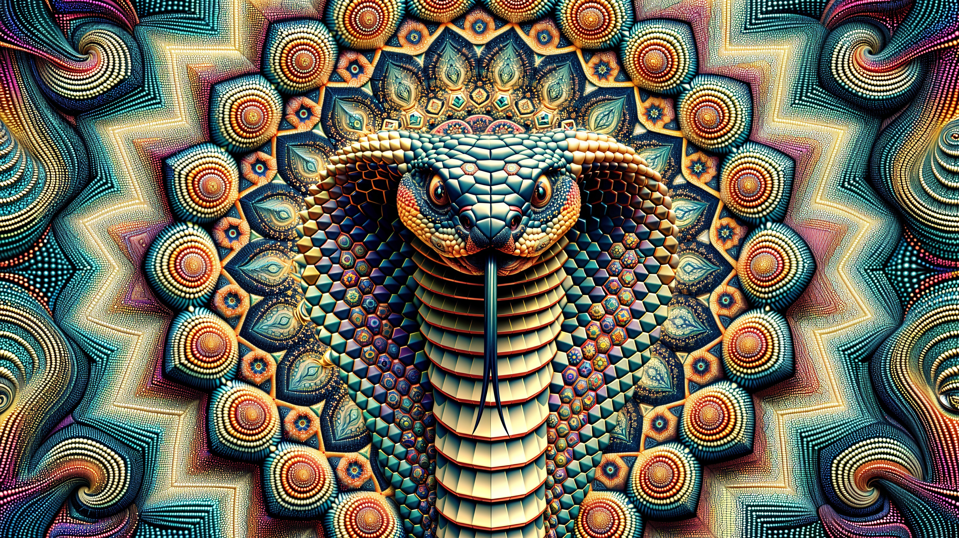 Intricate Snake Design with Geometric Patterns and Colors