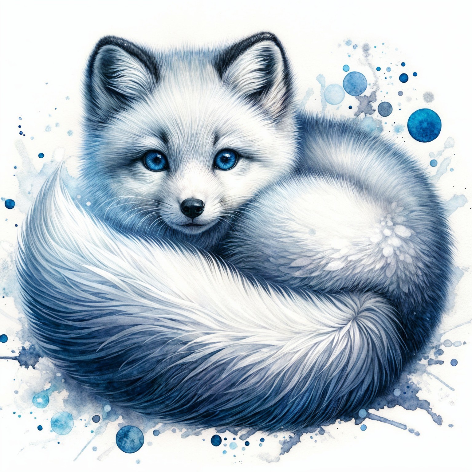 Realistic Illustration of a Curled Arctic Fox
