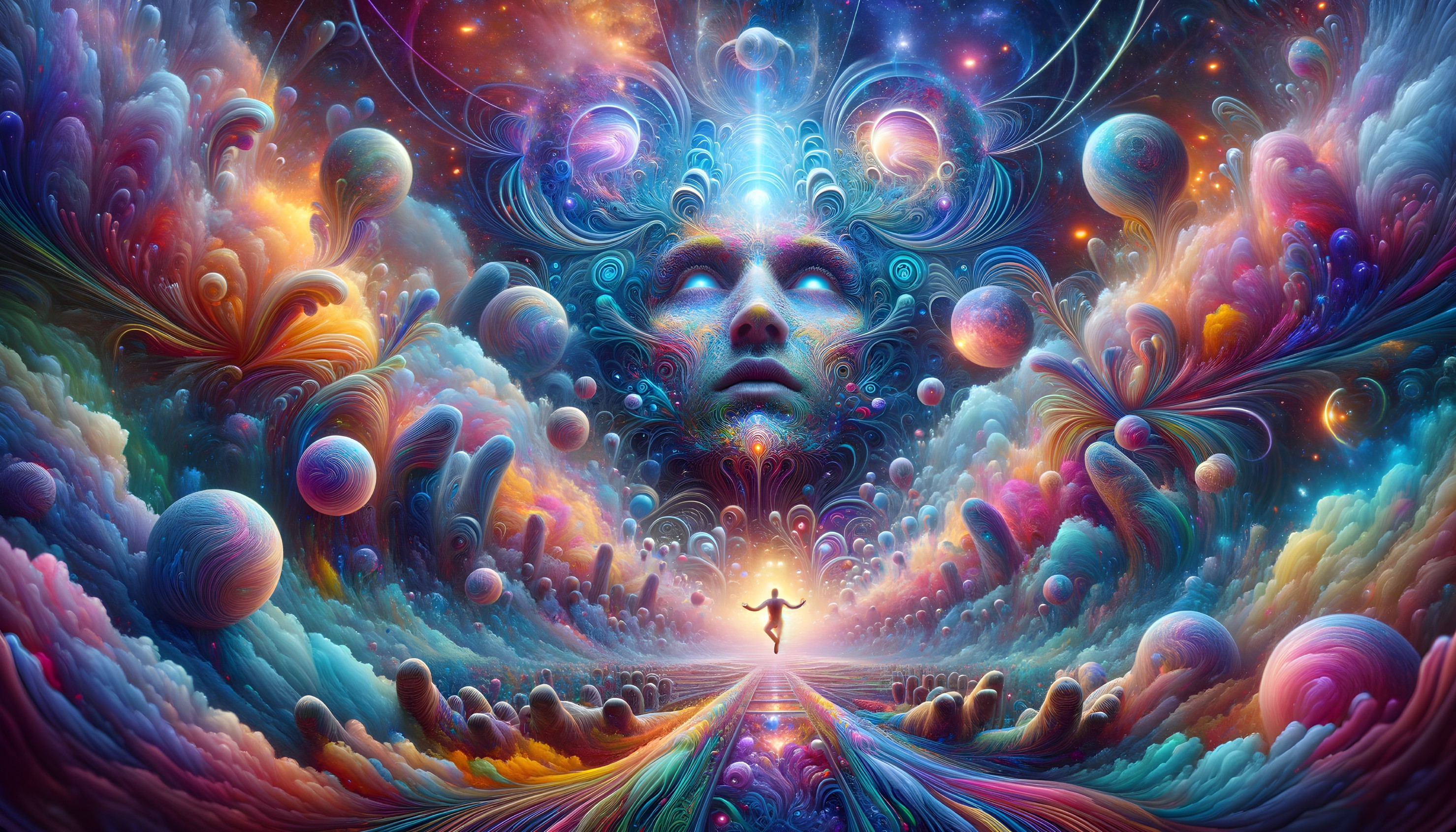 Surreal Cosmic Artwork with Galaxy-Inspired Mind