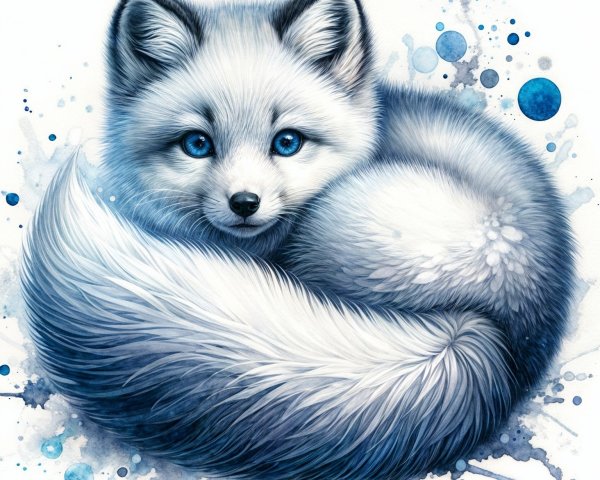 Realistic Illustration of a Curled Arctic Fox