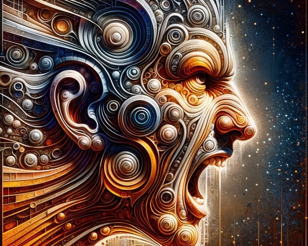 Abstract Face with Swirling Patterns and Vibrant Colors