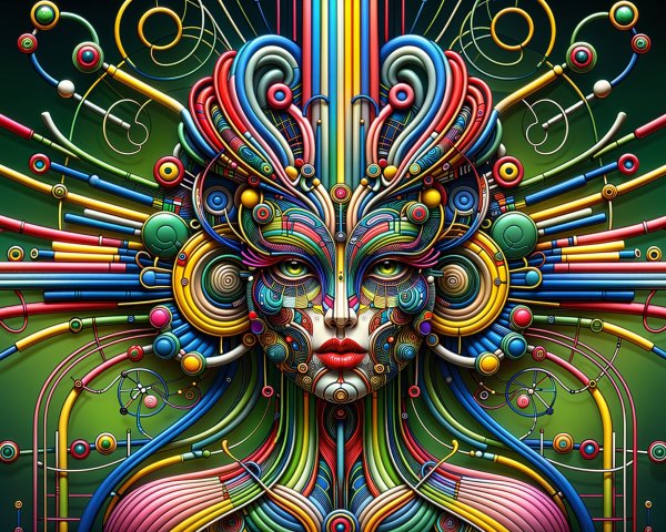 Vibrant Abstract Female Face with Colorful Designs