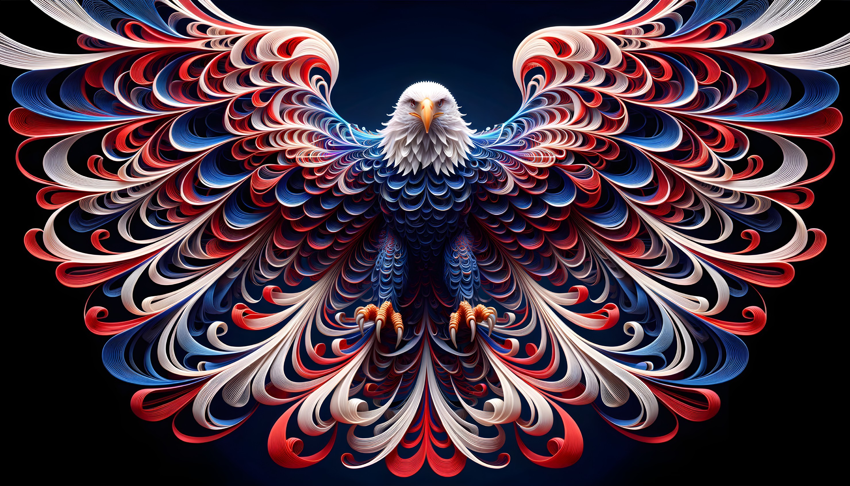 Stylized Eagle with Intricate Feathers in Bold Colors