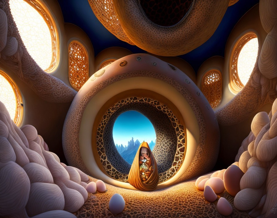 Colorful Digital Artwork of Alien Organic Interior