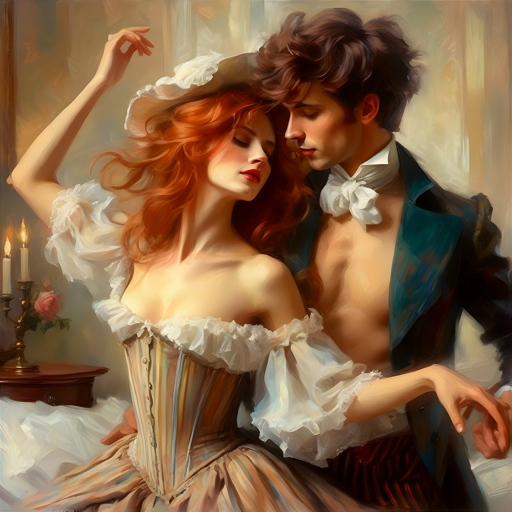 Dramatic Romantic Scene of a Vintage Couple