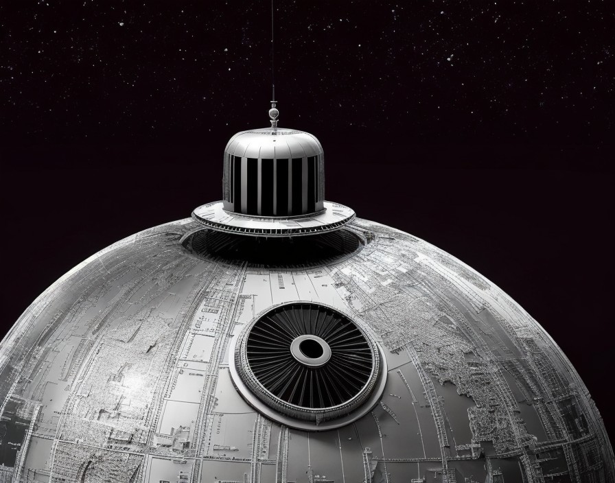 Futuristic Metallic Space Station Illustration in Space