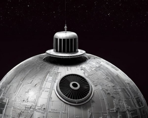 Futuristic Metallic Space Station Illustration in Space