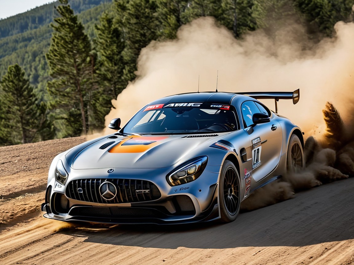 Mercedes-AMG GT3 Racing on a Dusty Mountain Road