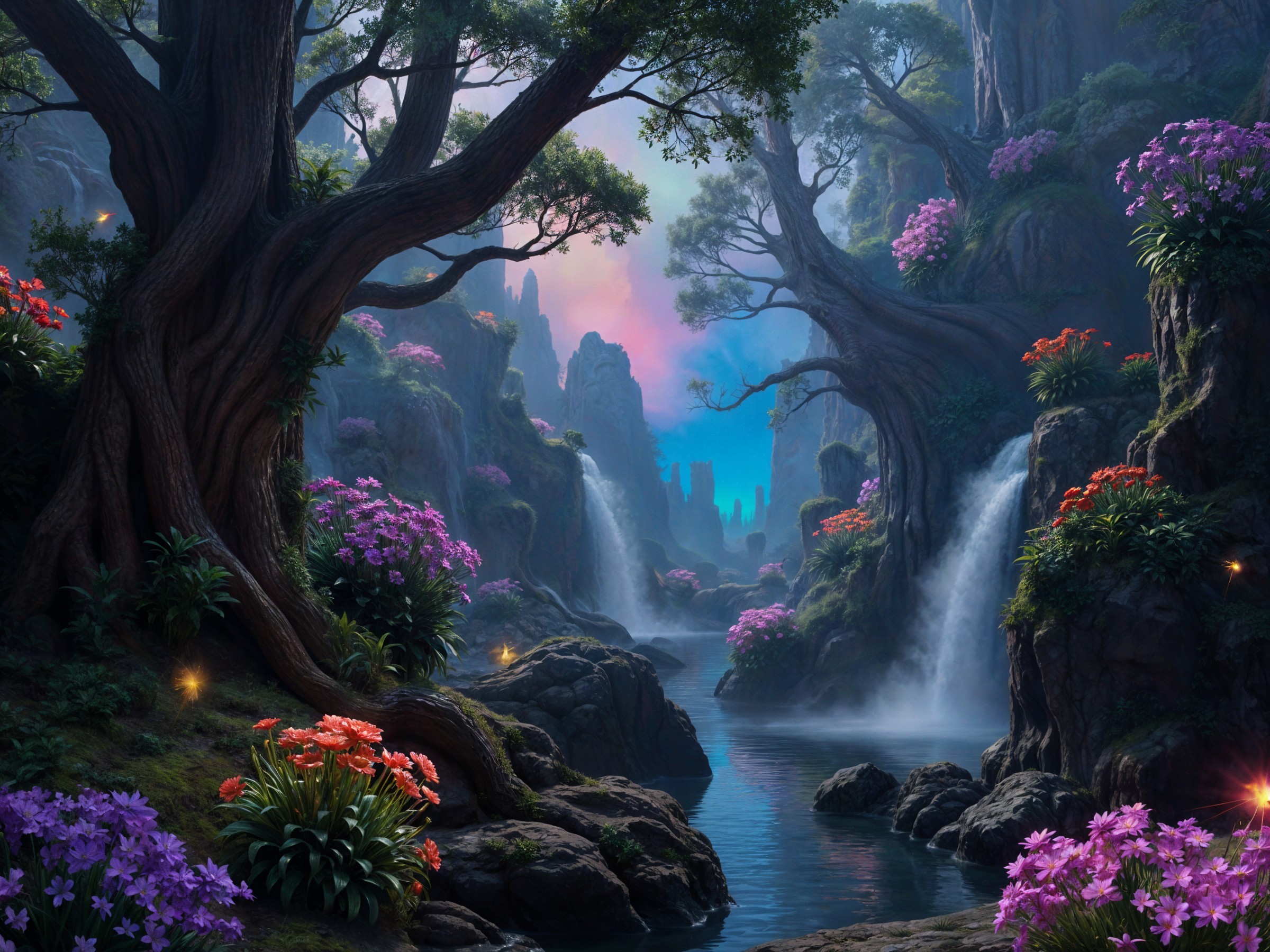 Serene Landscape with River and Vibrant Foliage