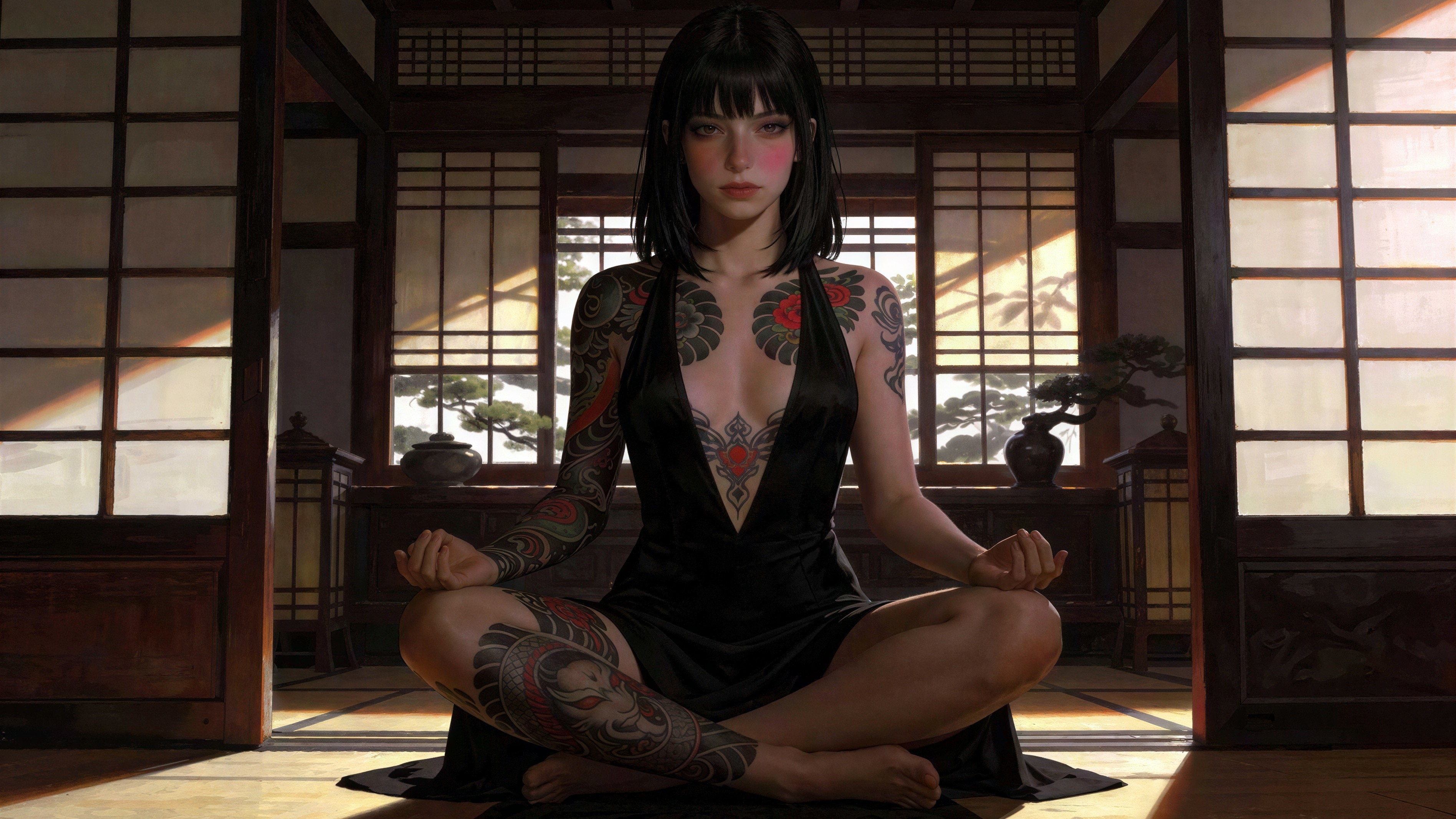 Digital Painting of Woman in Traditional Japanese Room