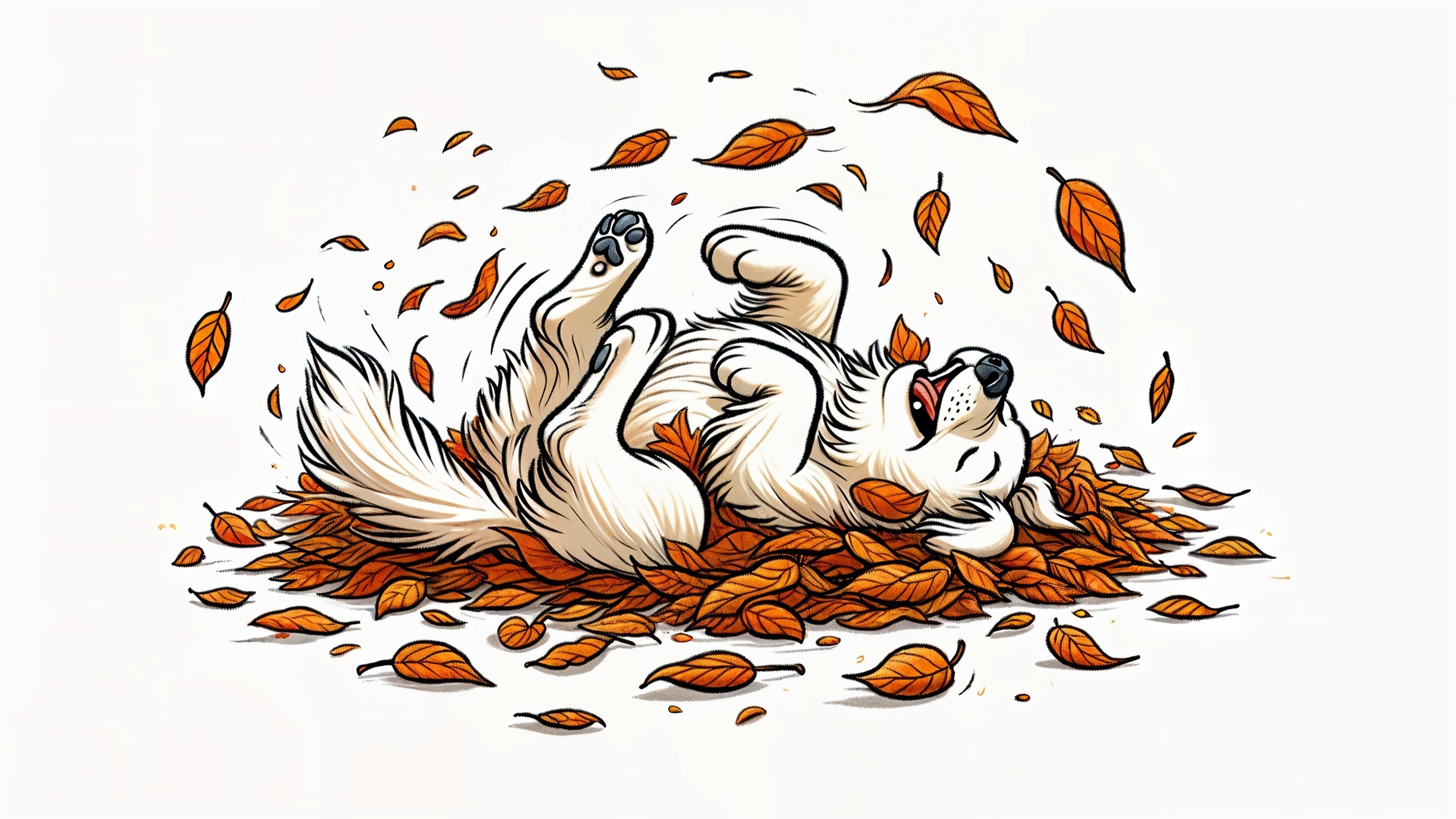 Golden Retriever Playing in Autumn Leaves