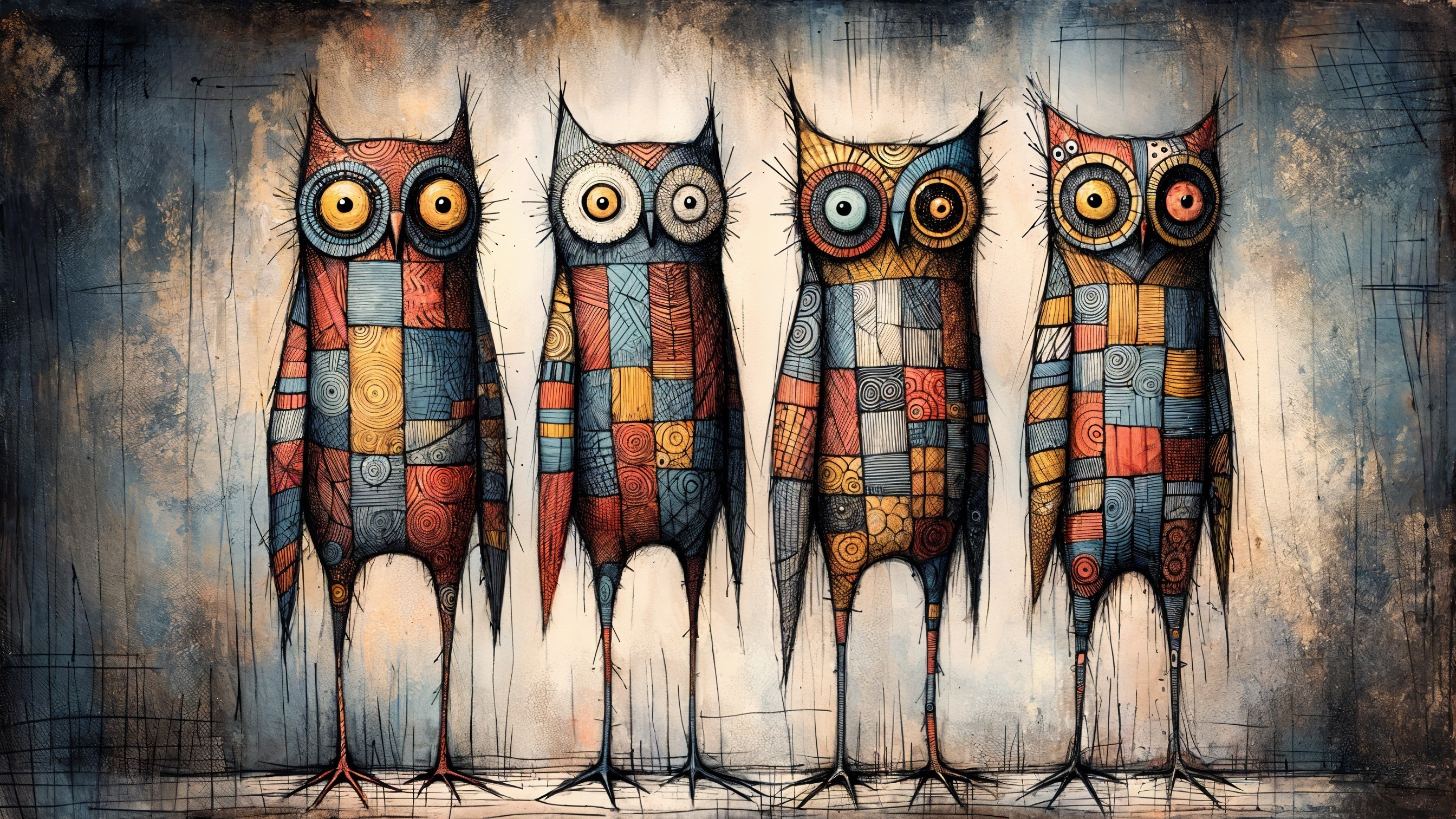 Colorful Owls with Unique Patterns and Textures