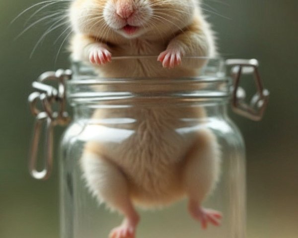 Hamster Reaching for Cookies in Glass Jar