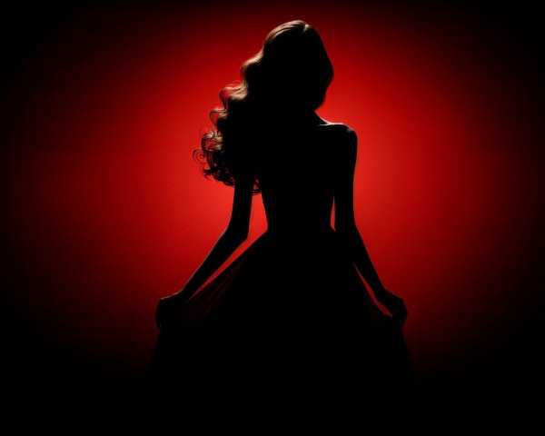 Silhouette of a Woman on Vibrant Red Background