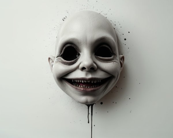 Haunting White Mask with Black Eye Sockets and Grin