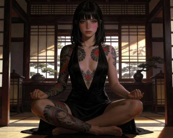 Digital Painting of Woman in Traditional Japanese Room