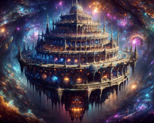 Majestic Floating Structure in a Cosmic Backdrop