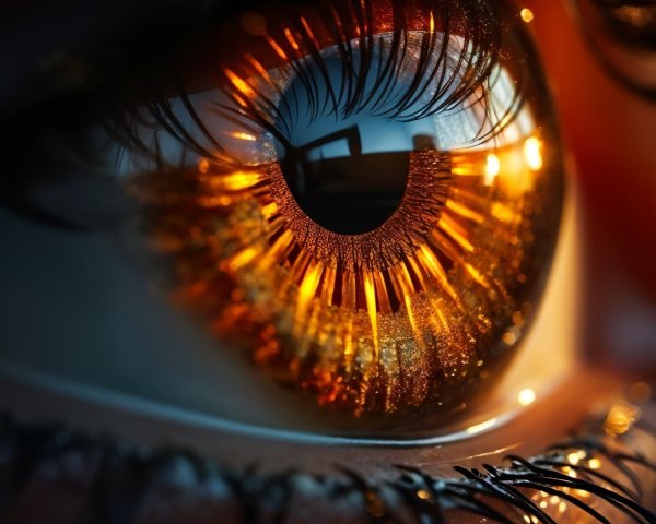 Close-up of an eye with amber and golden hues