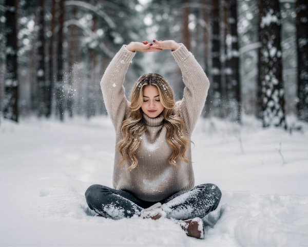 a serene winter scene in a snowy forest