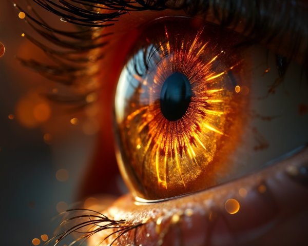 Close-up of an intricate eye with vibrant hues