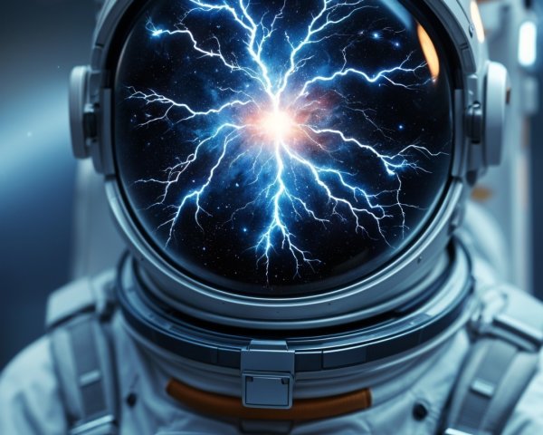 Astronaut in Space Suit Gazing at Cosmic Energy