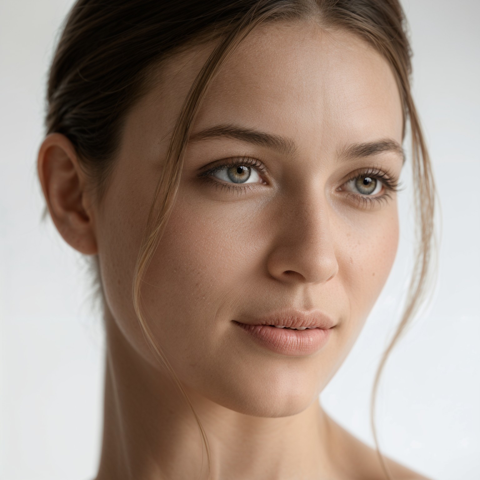 Close-Up Portrait of a Young Woman with Natural Makeup