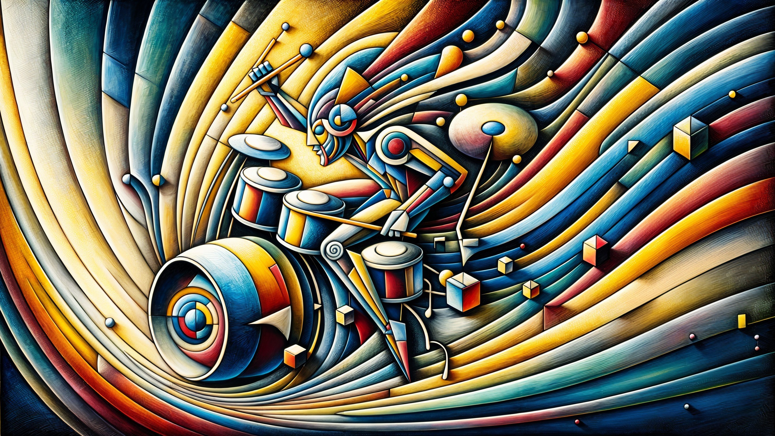 Abstract Drummer in Colorful Dynamic Performance
