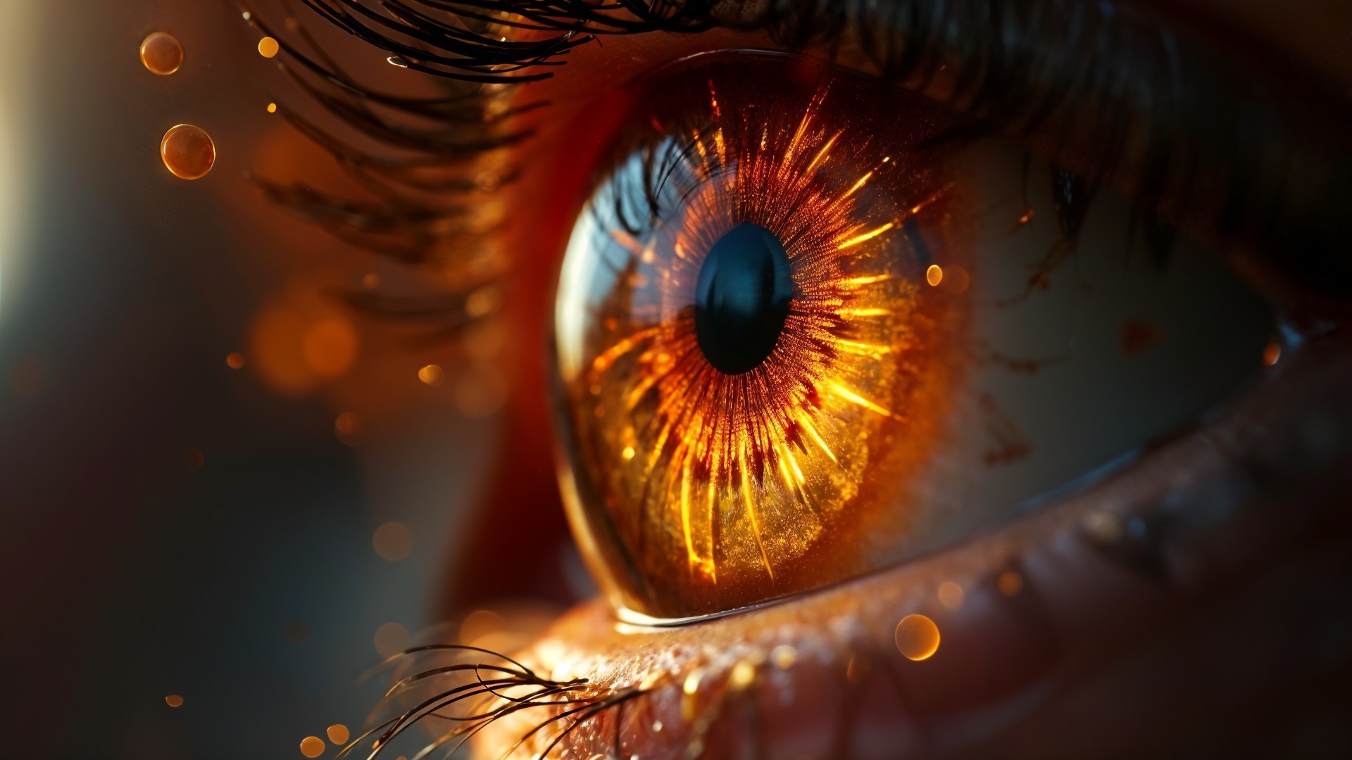 Close-up of an intricate eye with vibrant hues