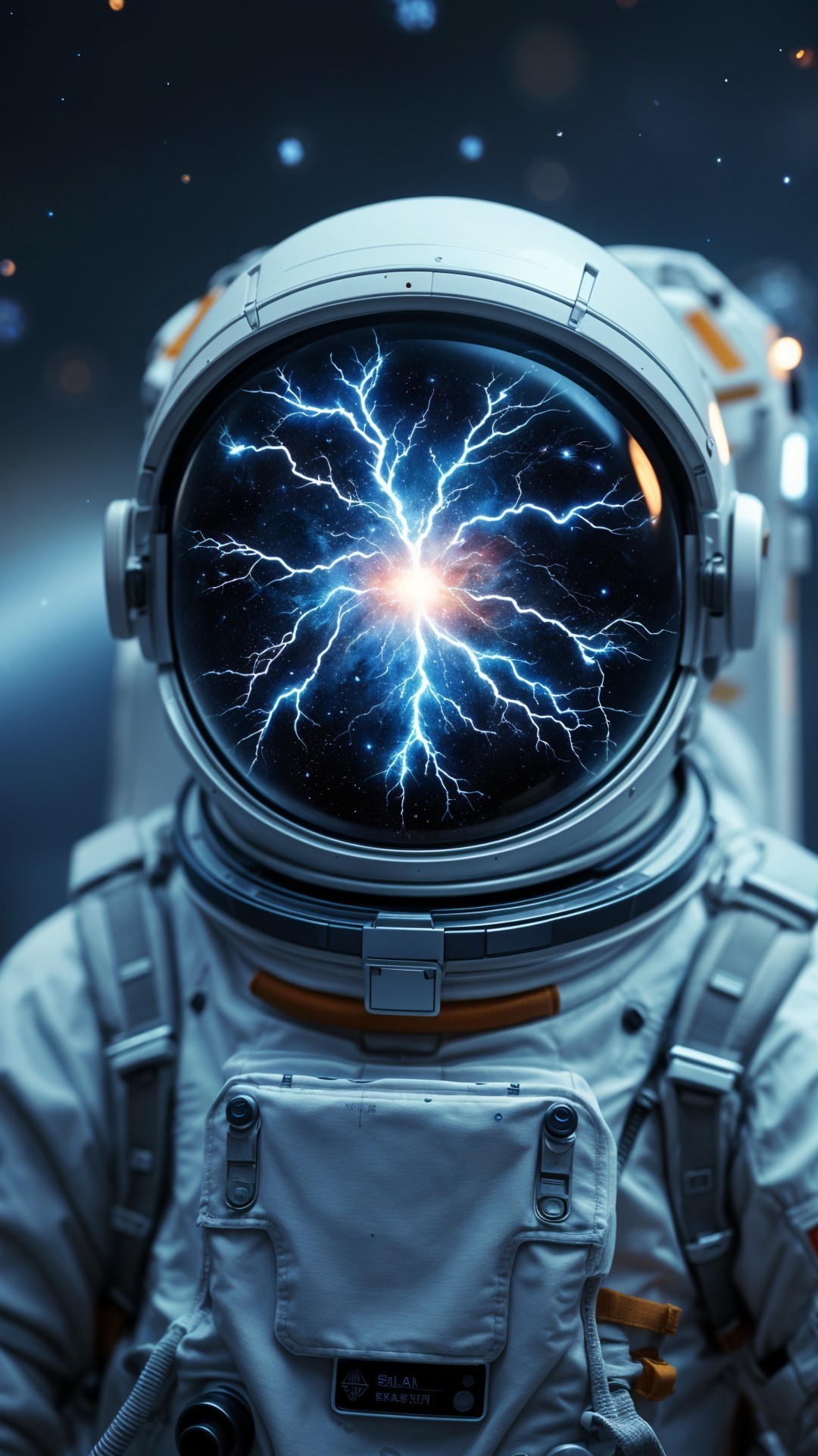 Astronaut in Space Suit Gazing at Cosmic Energy