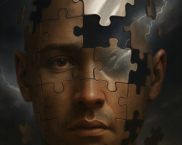 Digital Oil Painting of a Man's Fragmented Head