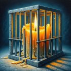 Large Candle in Metal Cage with Melting Wax