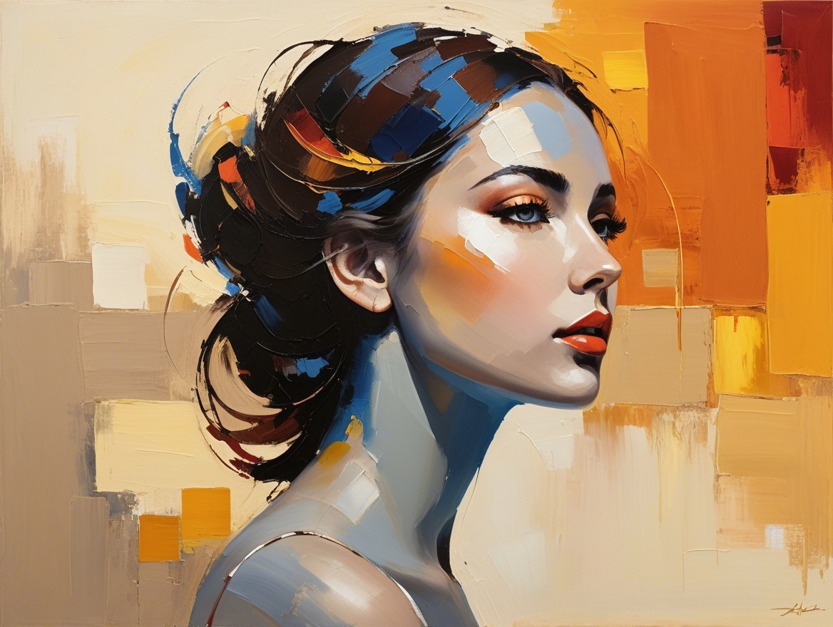Striking Portrait of a Woman with Abstract Background
