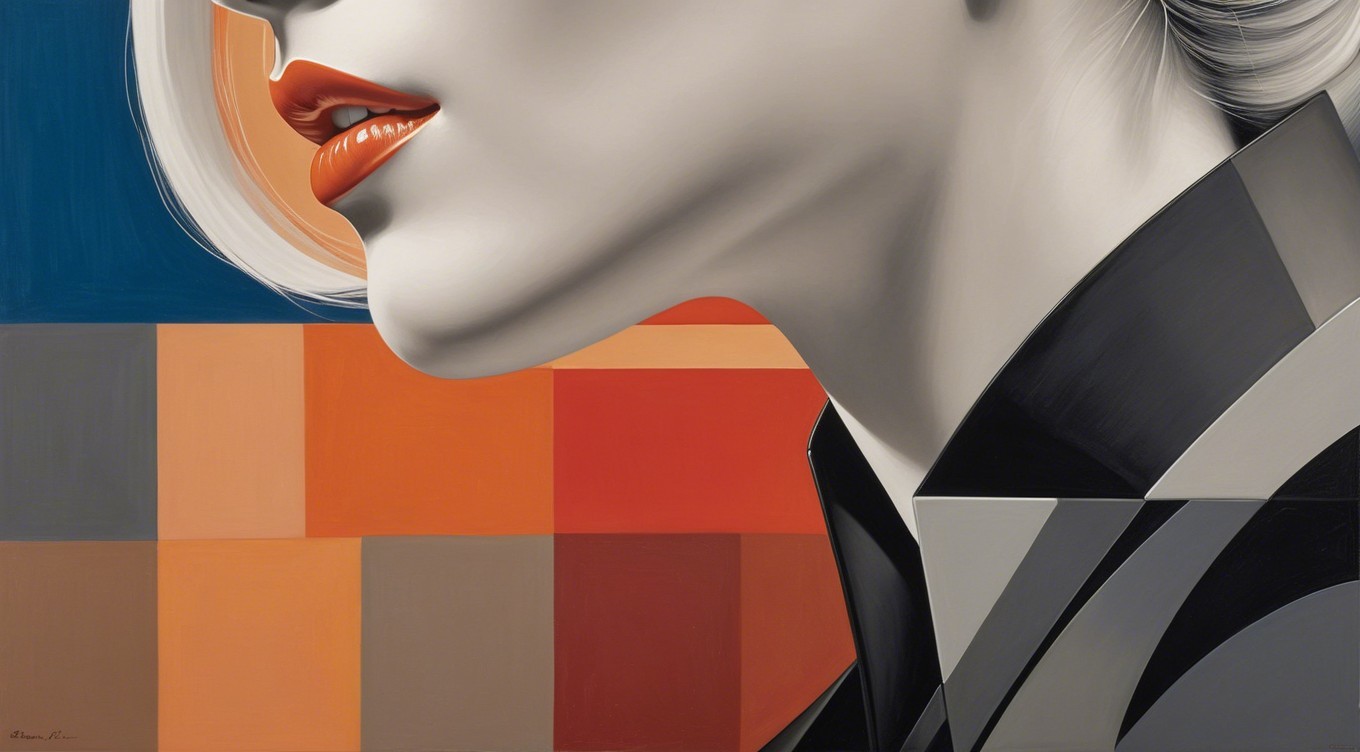 Close-Up of a Stylized Woman's Profile with Geometric Shapes