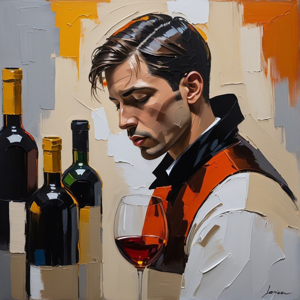 Contemplative Young Man with Wine in Elegant Setting