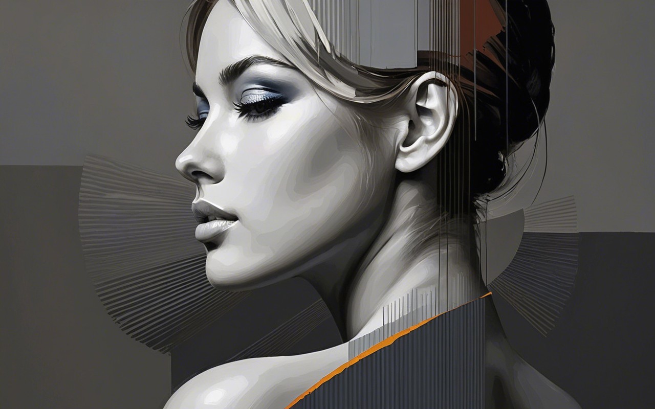 Stylish Side Profile of a Woman with Dramatic Makeup