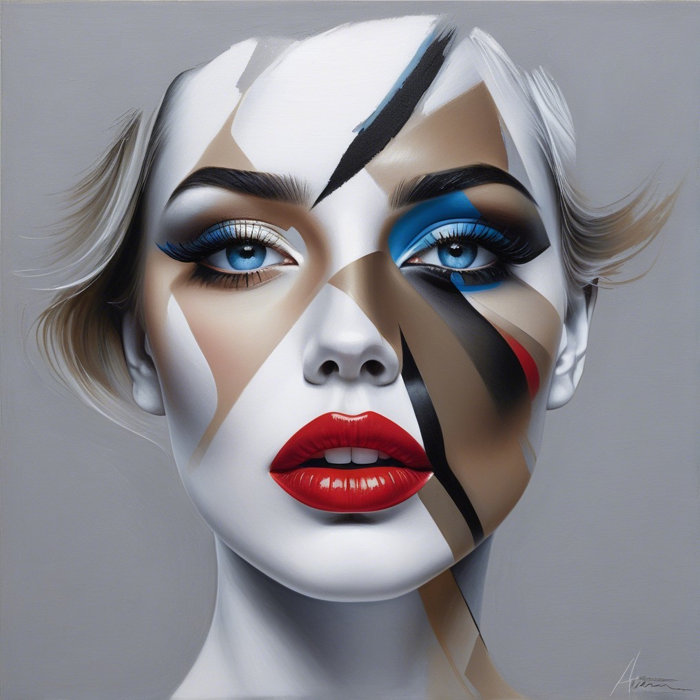 Abstract Portrait of a Woman with Geometric Shapes