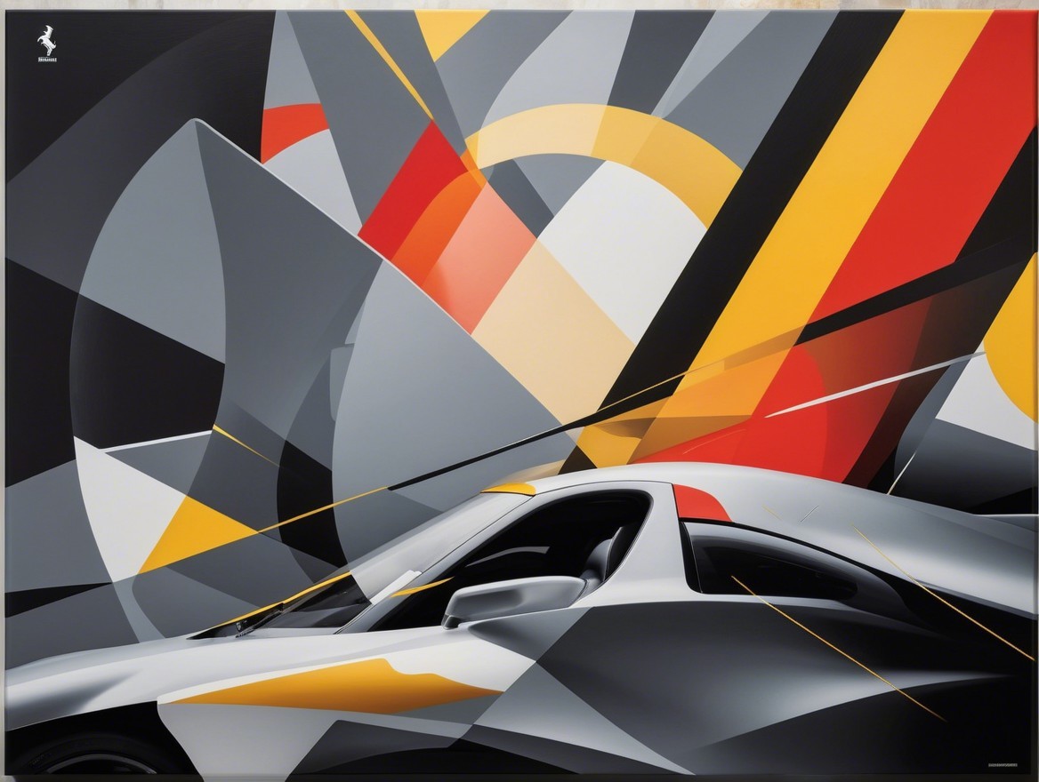 Abstract Composition with Geometric Shapes and Car Design