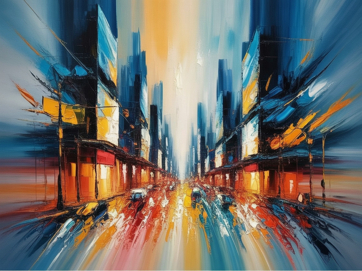 Vibrant Cityscape with Colorful Urban Elements
